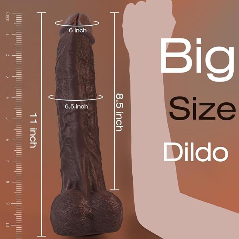 11 Inch Realistic BBC Dildo – Skin-Like Silicone, Strong Suction Cup, Extra Thick for Deep Pleasure